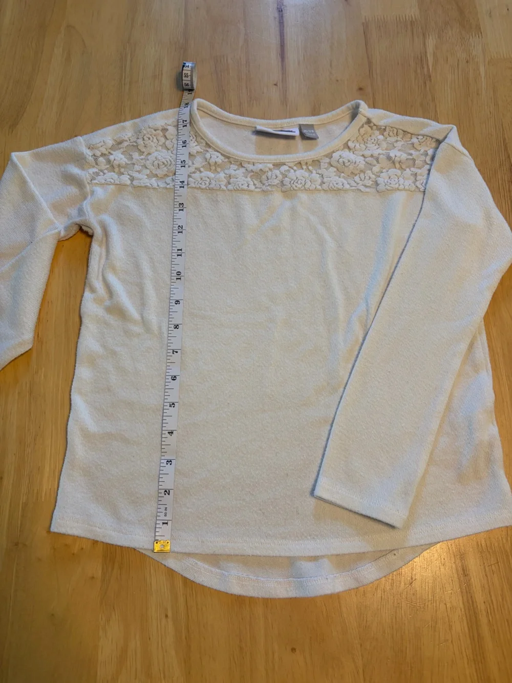 The Children's Place Cream Lace Yoke Long Sleeve Top